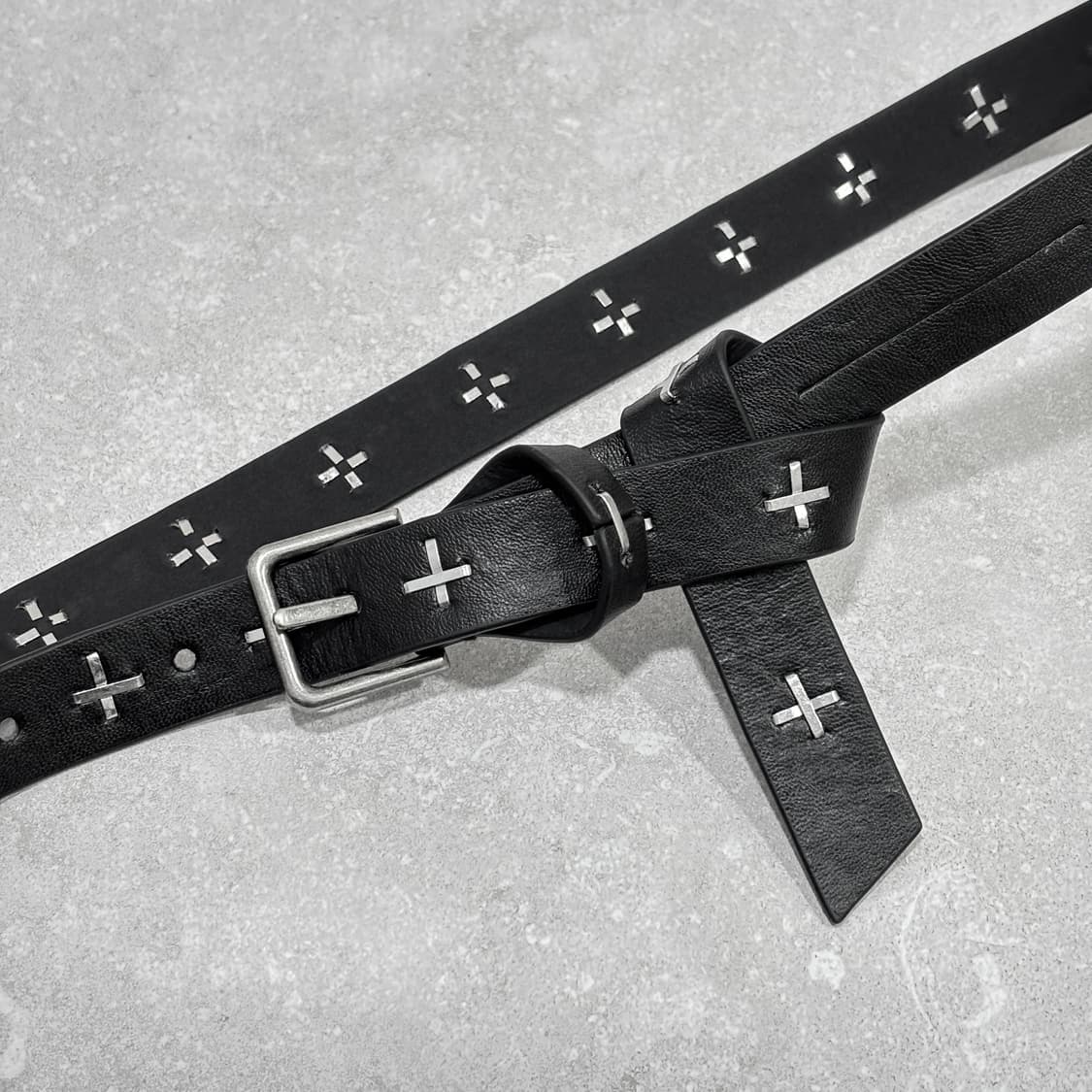 Oribell 크로스 스티치 락시크 슬림 가죽 롱 벨트 상품이미지1