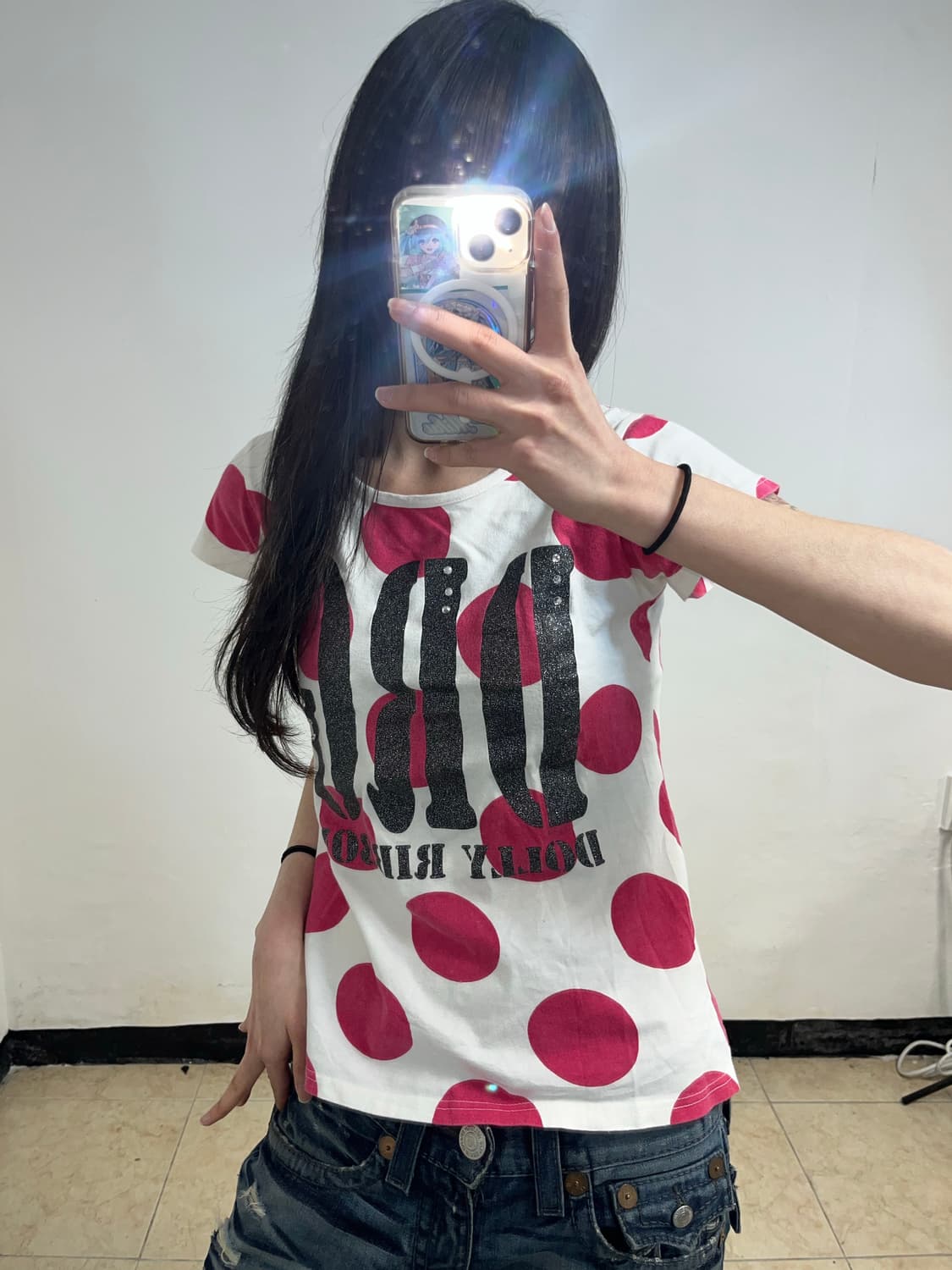 J2K 핑크 도트 레터링 티셔츠 상품이미지2