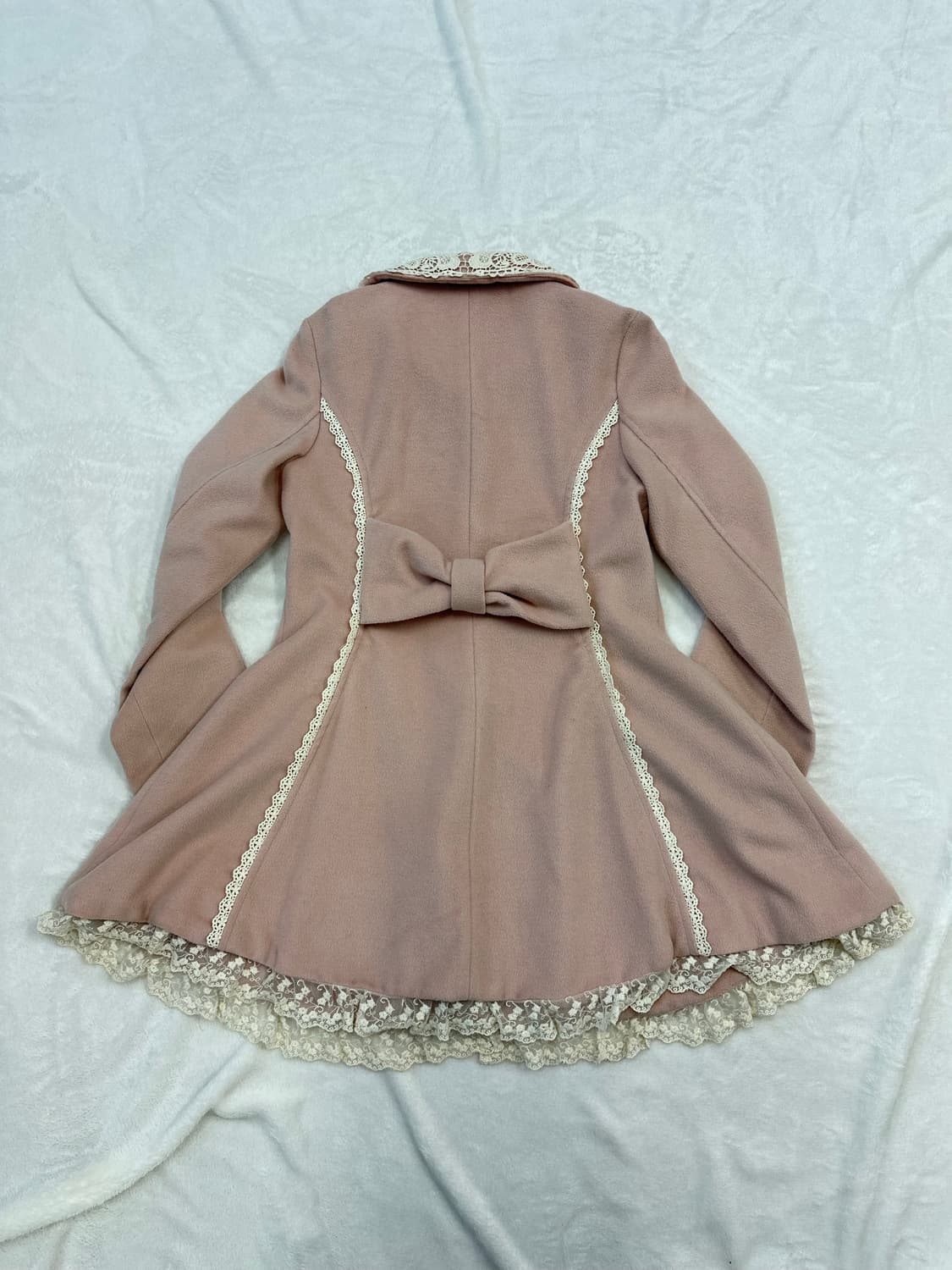 (0)리즈리사 레이스프릴 A라인 리본 코트 핑크 상품이미지5