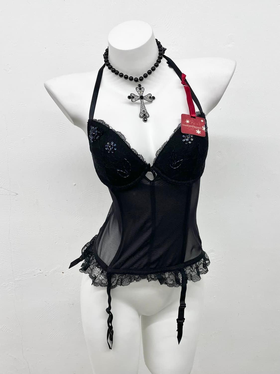 블랙 시어 가터 코르셋 상품이미지1