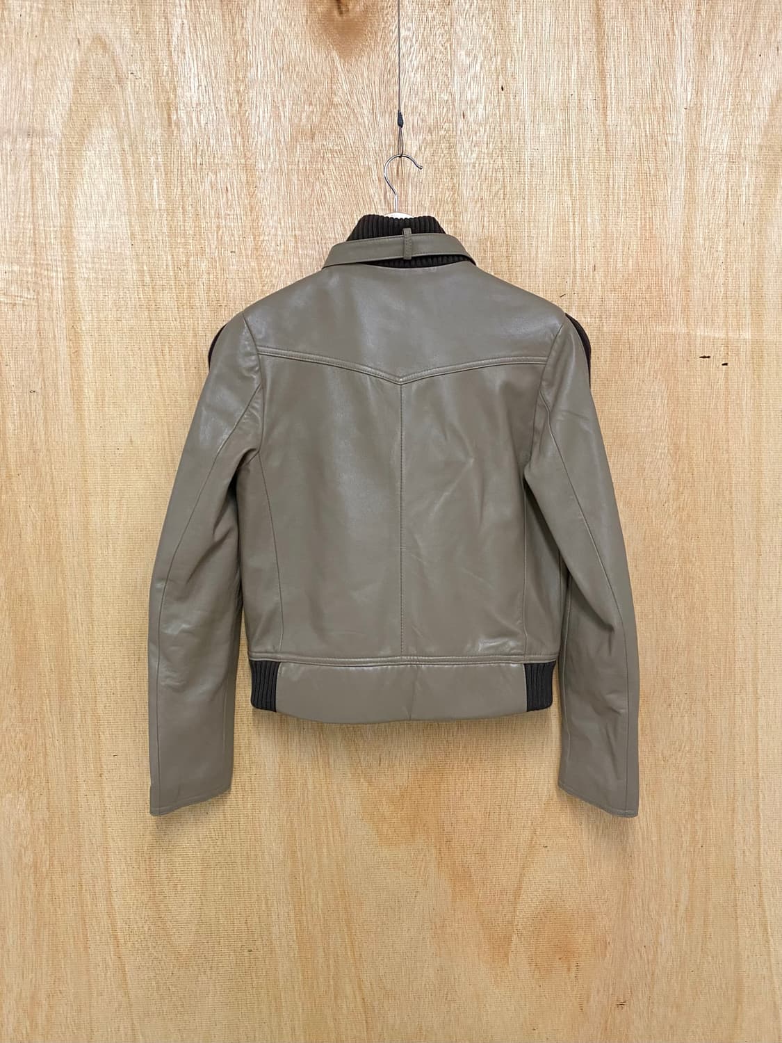 VTG leather rider jacket 레더 니트 배색 라이더 자켓 상품이미지2