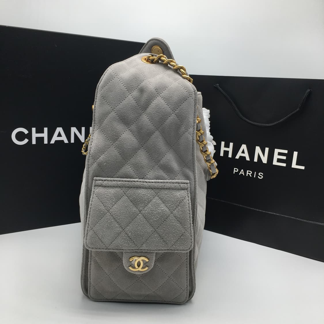 샤넬 25백 스웨이드 미듐 그레이 새상품 상품이미지3
