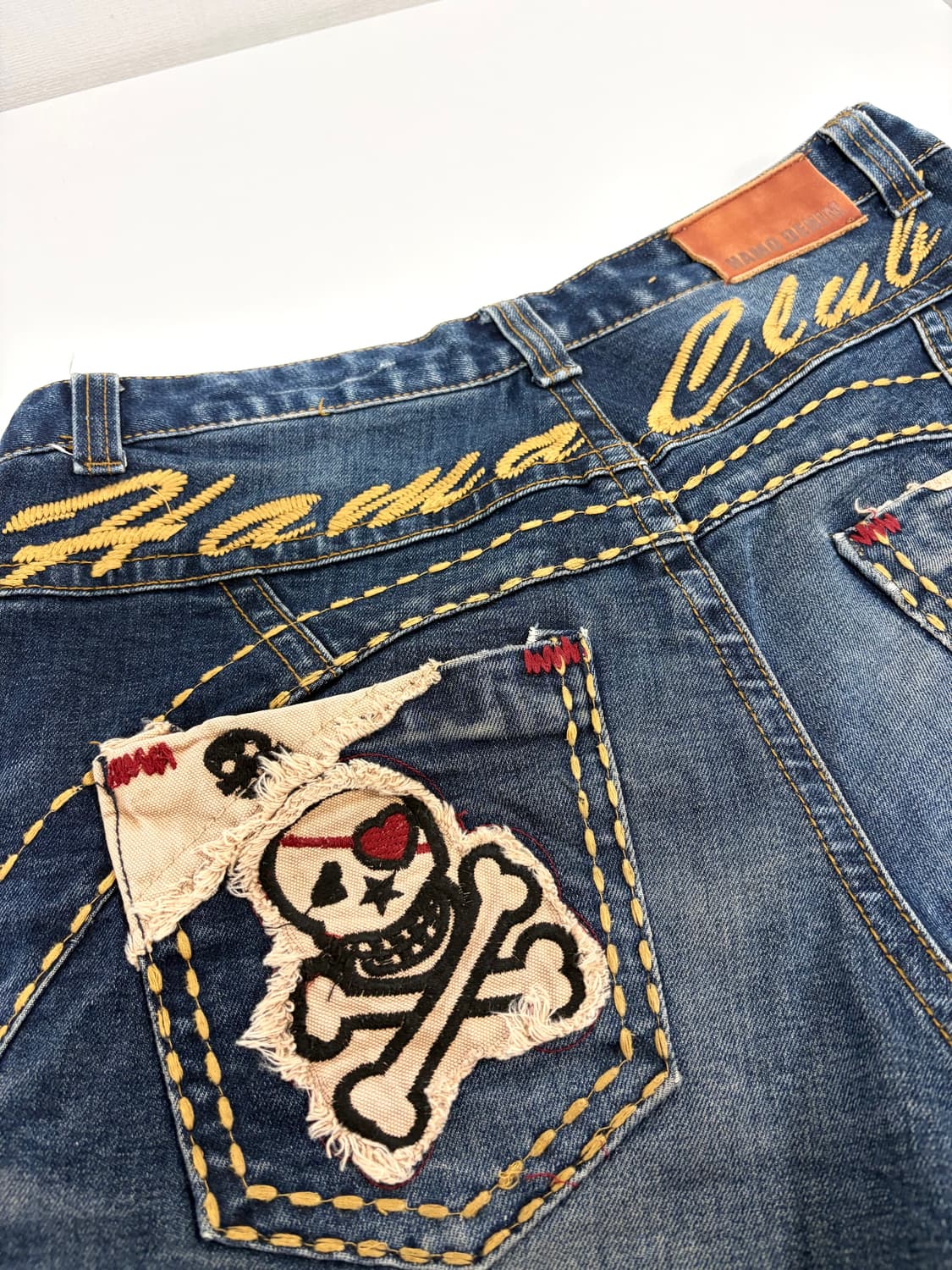 00s vtg HAMO 펑크 스컬 패치 데님팬츠 상품이미지6