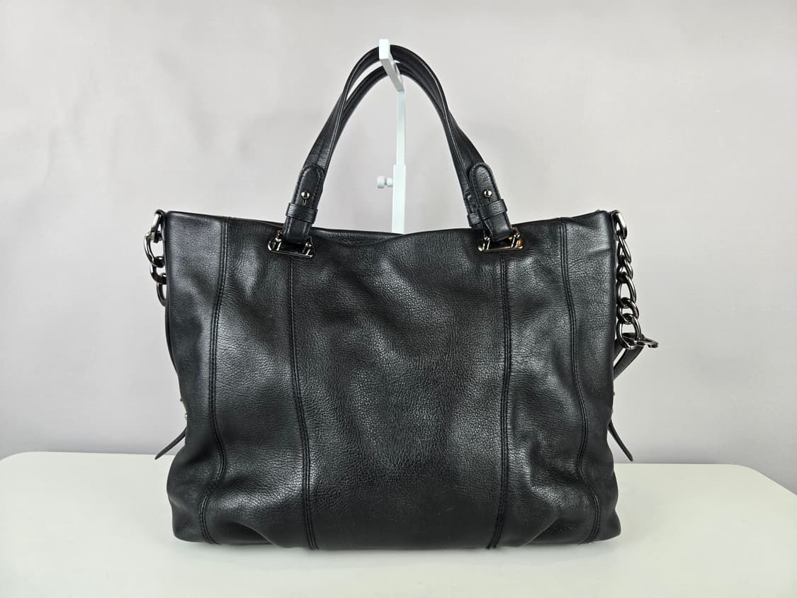 루이까또즈 가죽 체인 숄더백 토트백 블랙 상품이미지6