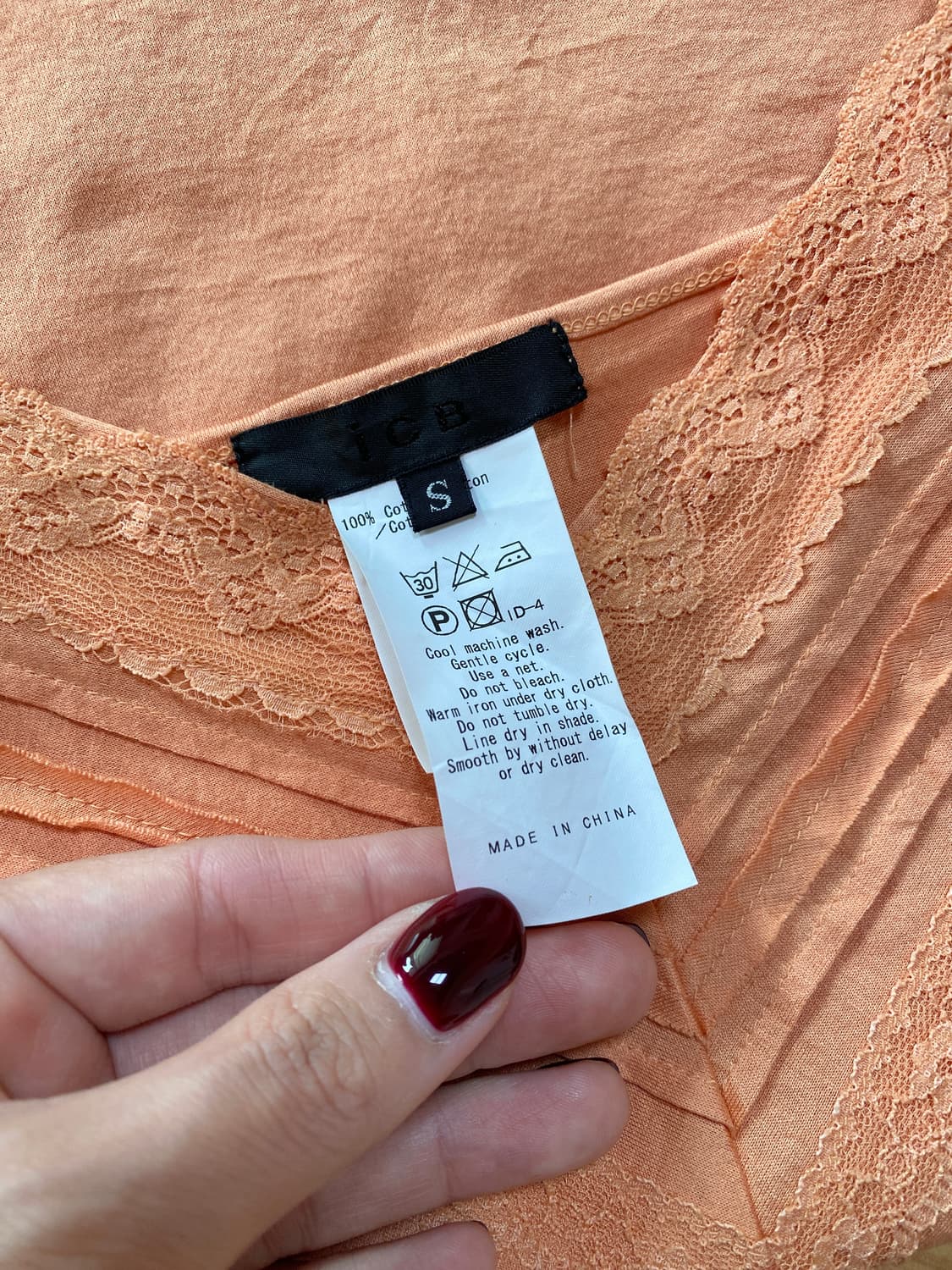 Peach Cotton Lace V-Neck Tank 상품이미지4