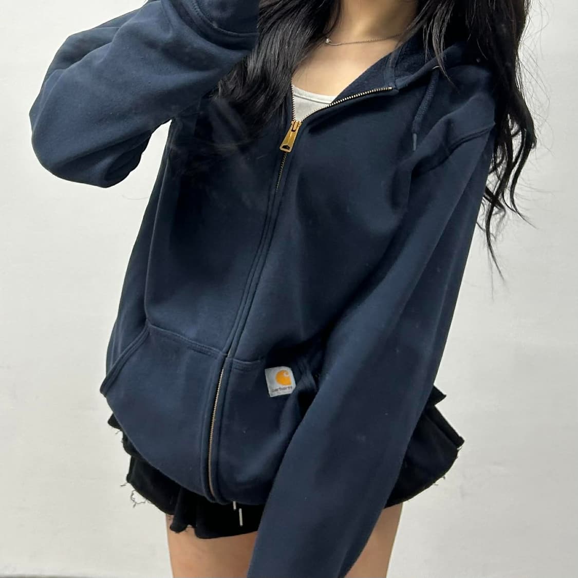 칼하트 네이비 미드웨이트 매장판 스웻 후드집업 희귀져지(M) 상품이미지1