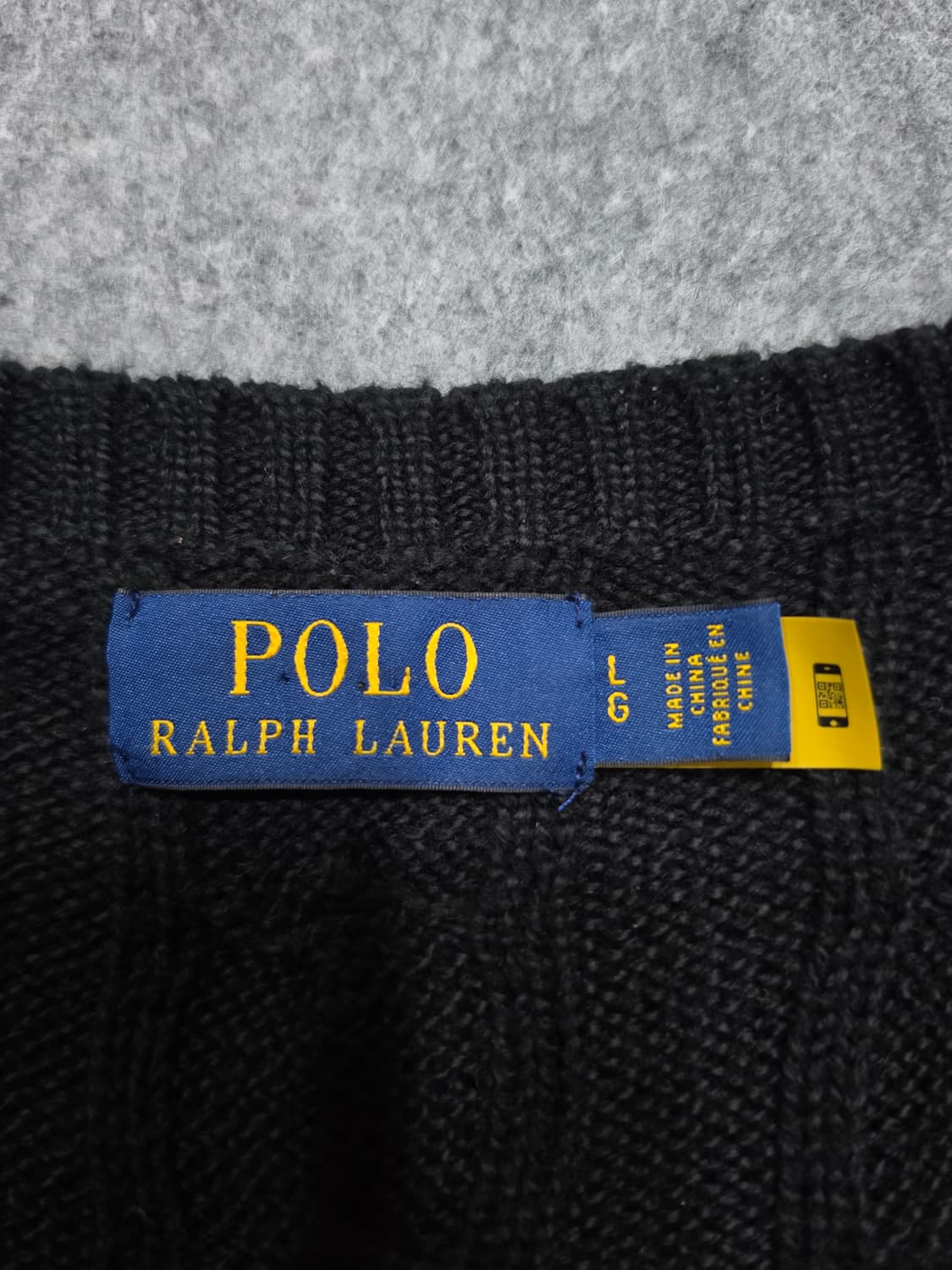 폴로 랄프로렌 꽈배기 케이블 큐알택 니트 블랙 /레드 포니 L 상품이미지4