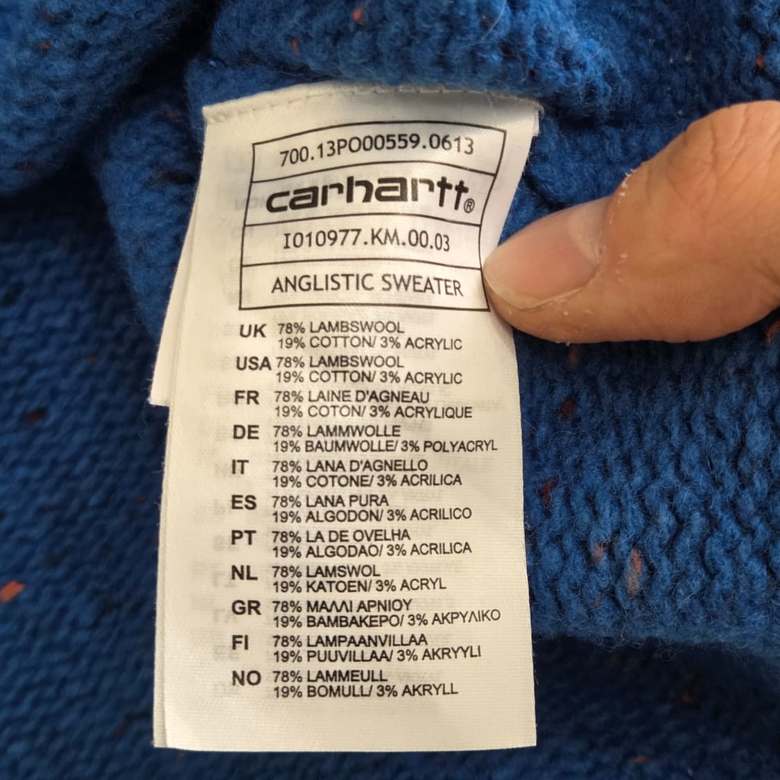 Carhartt 칼하트 블루 램스울 니트  상품이미지4