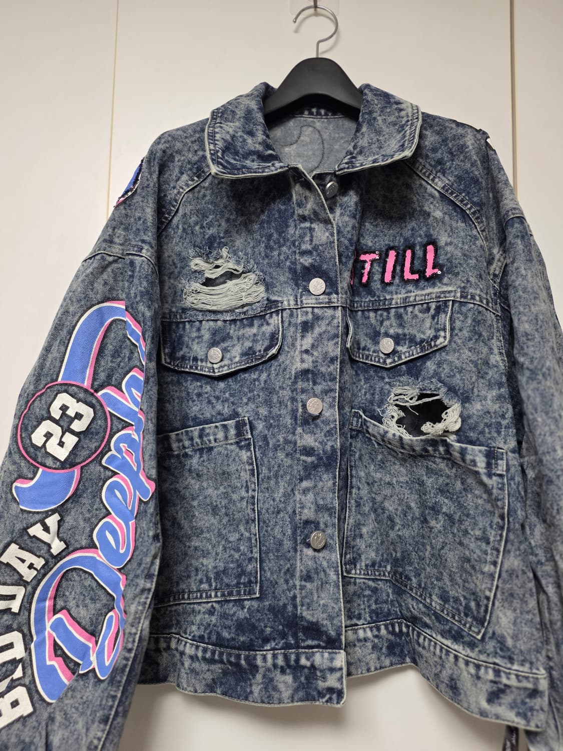 미니 데미지 워싱 데님 자켓 청자켓 상품이미지3