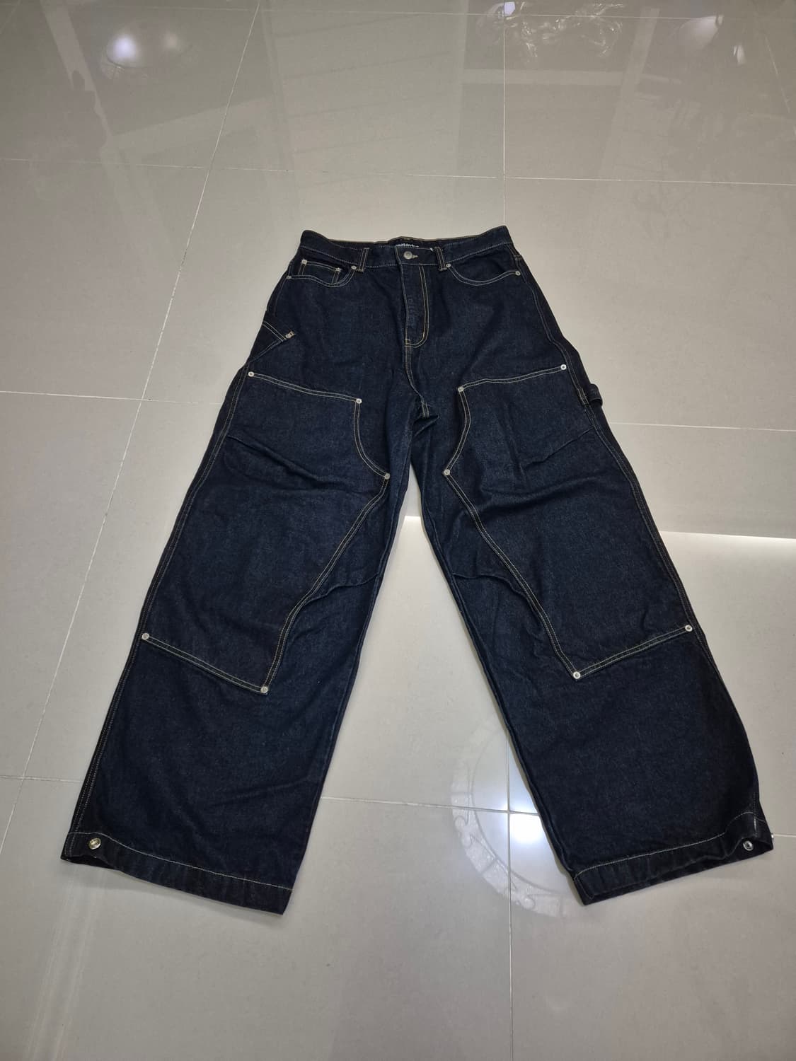 [1] 9999아카이브 더블니 데님팬츠 상품이미지5