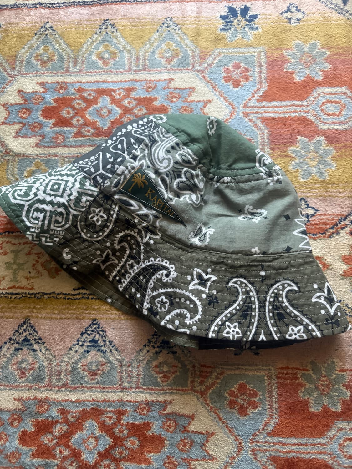 캐피탈 반다나 패치워크 버킷햇 롱 브림 카키 상품이미지7