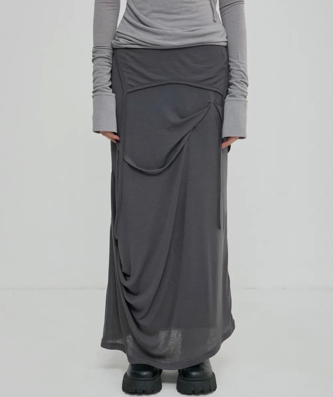 플레어업 Asymmetrical Draped Long Skirt 상품이미지1