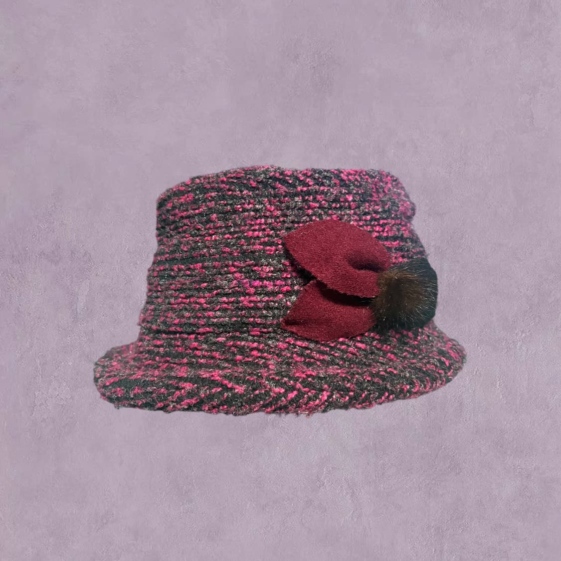 빈티지 모리걸 레노마 핑크컬러믹스 벙거지 모자 상품이미지1