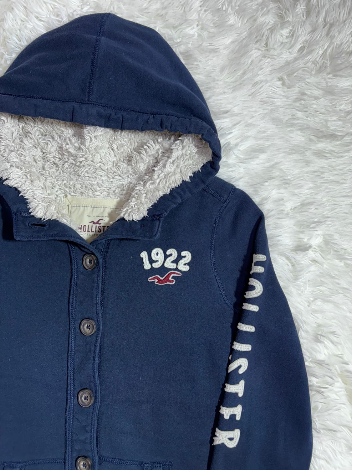 홀리스터 양털 네이비 버튼 후드집업  상품이미지5