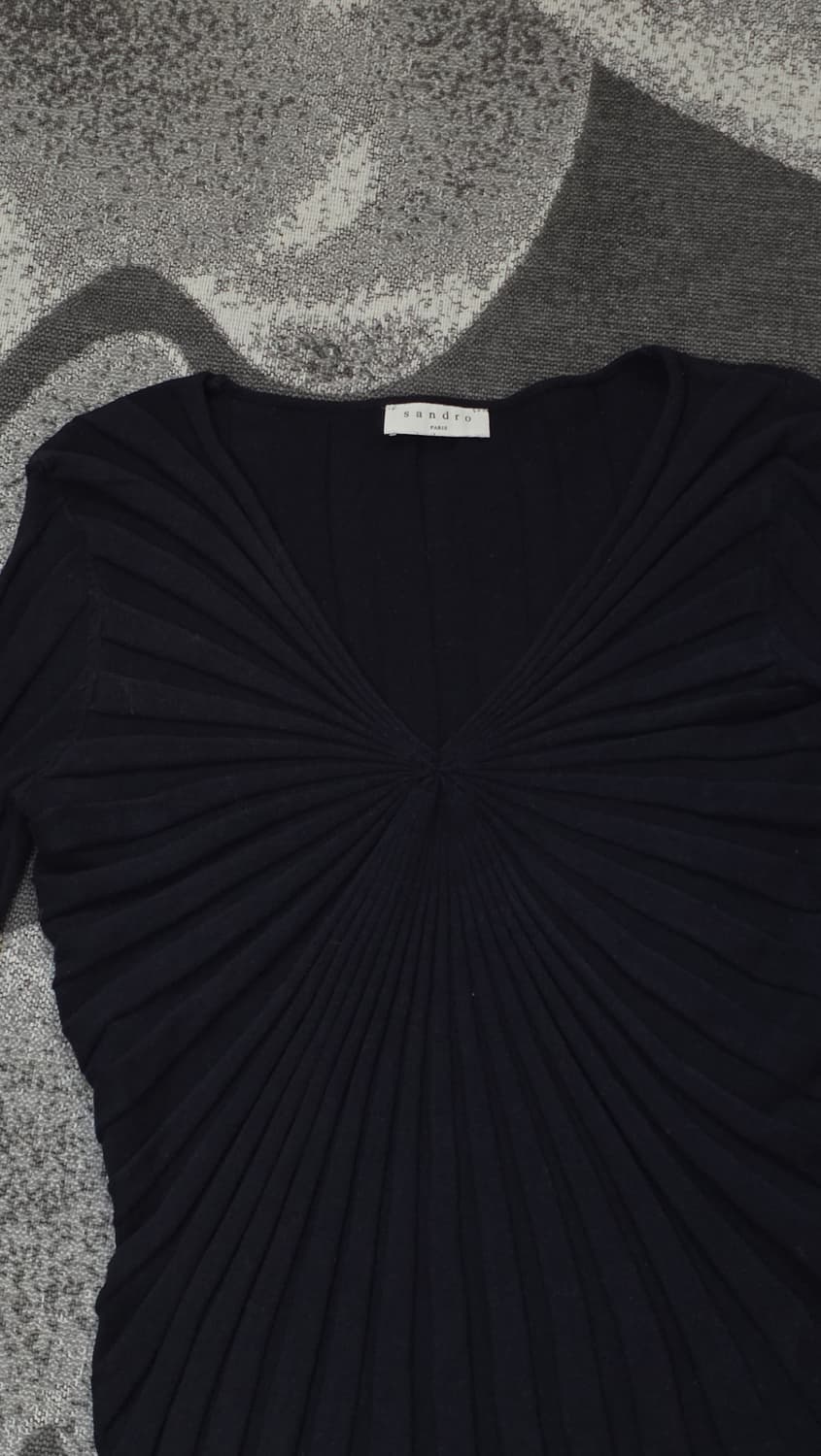 Sandro 산드로 브이넥 리브드 니트 55 (다크네이비) 상품이미지4