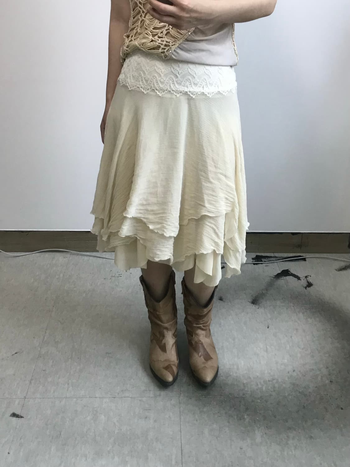 빈티지 레이스 레이어드 스커트 상품이미지2