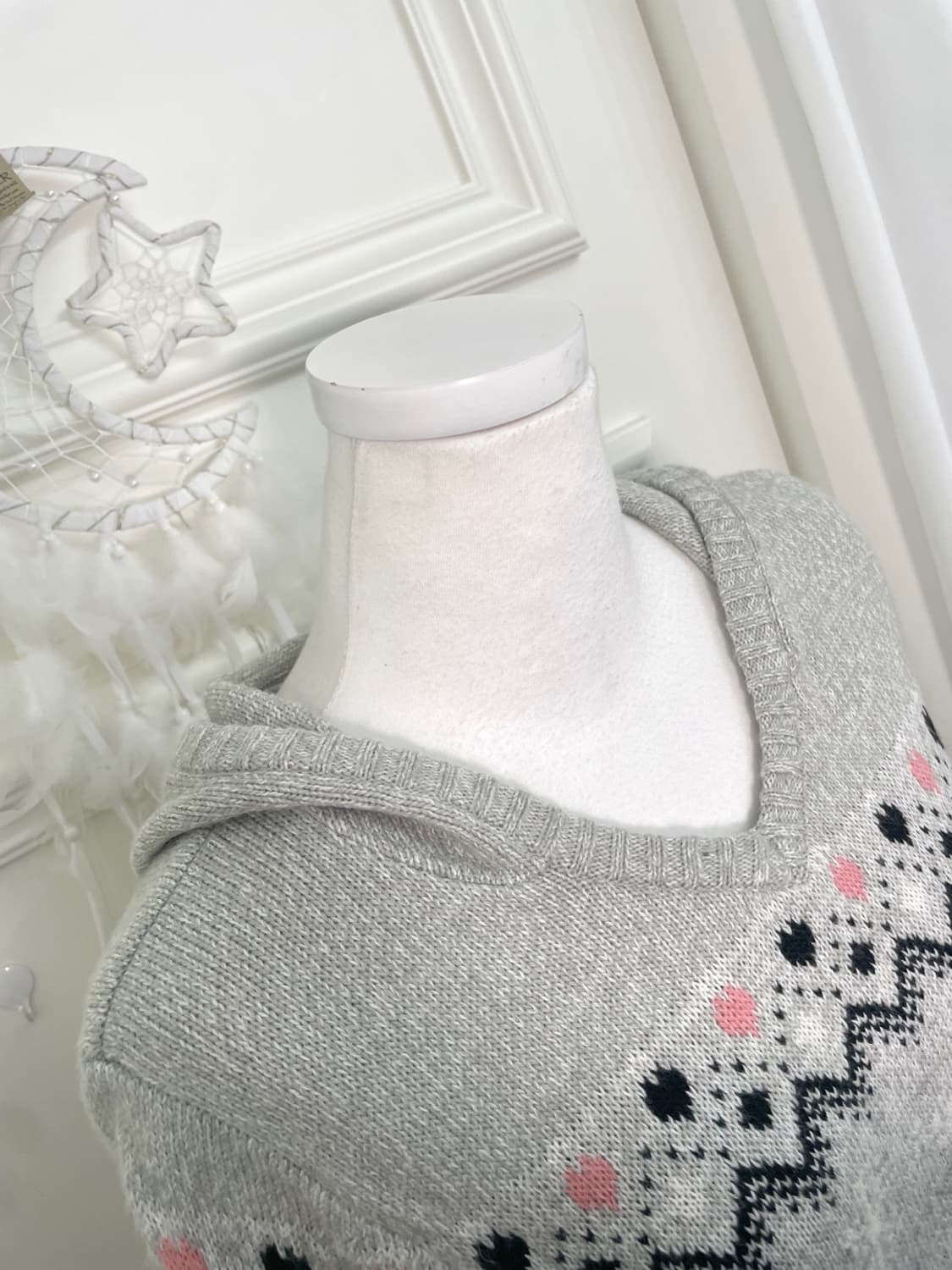 sheer gray heart nordic pattern hoodie o 상품이미지8