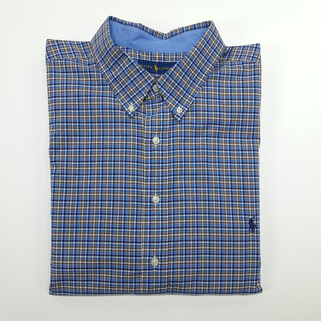 CN788 3XB 폴로 랄프로렌 네이비브라운 스몰타탄체크 긴팔 셔츠 남방 상품이미지8