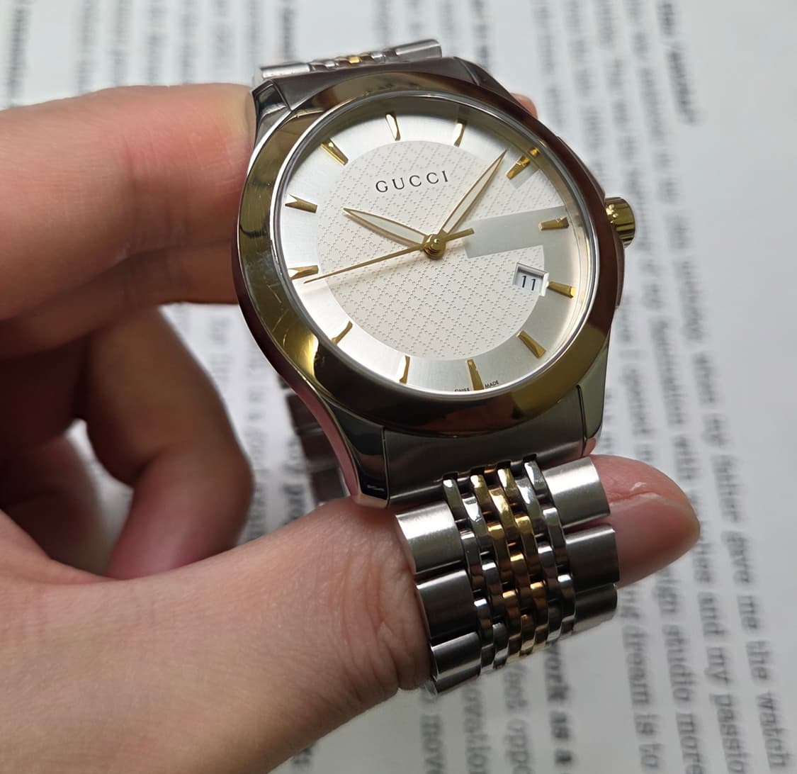 구찌 G타임리스 126.4 콤비 쿼츠 드레스워치 남성용 브레이슬릿 ver 상품이미지5