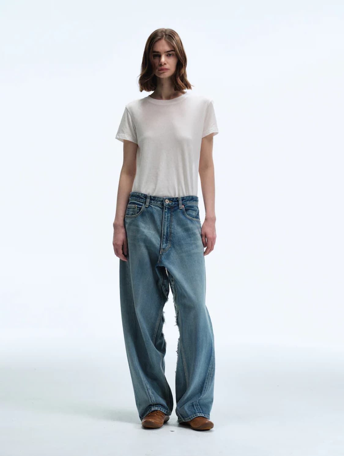 스티치 컴스 블루 Reworked Wide Fit Denim Pants 상품이미지1