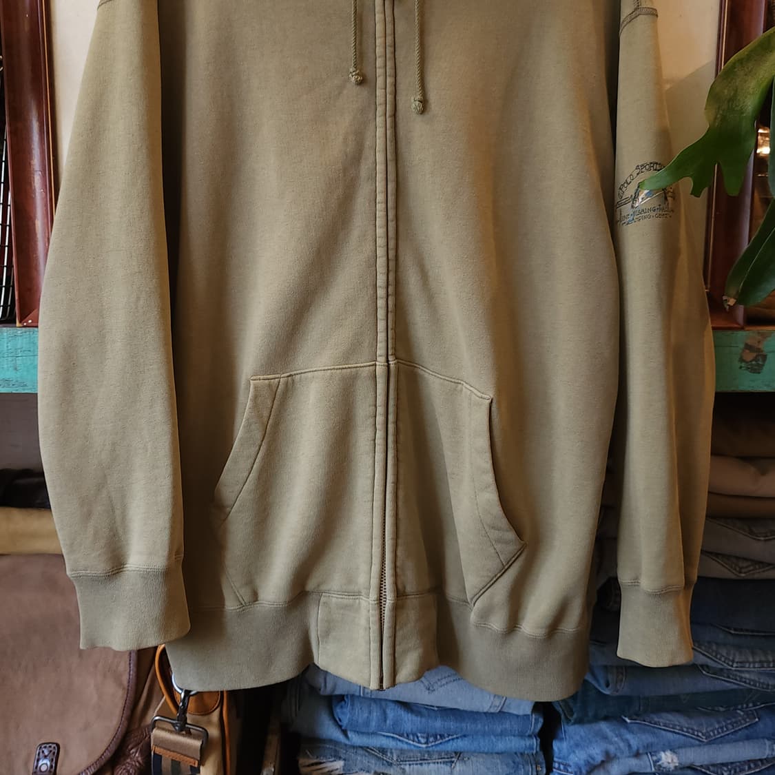 90s 폴로 컨트리 후드 스웻셔츠 후드 집업 그린 M 상품이미지5