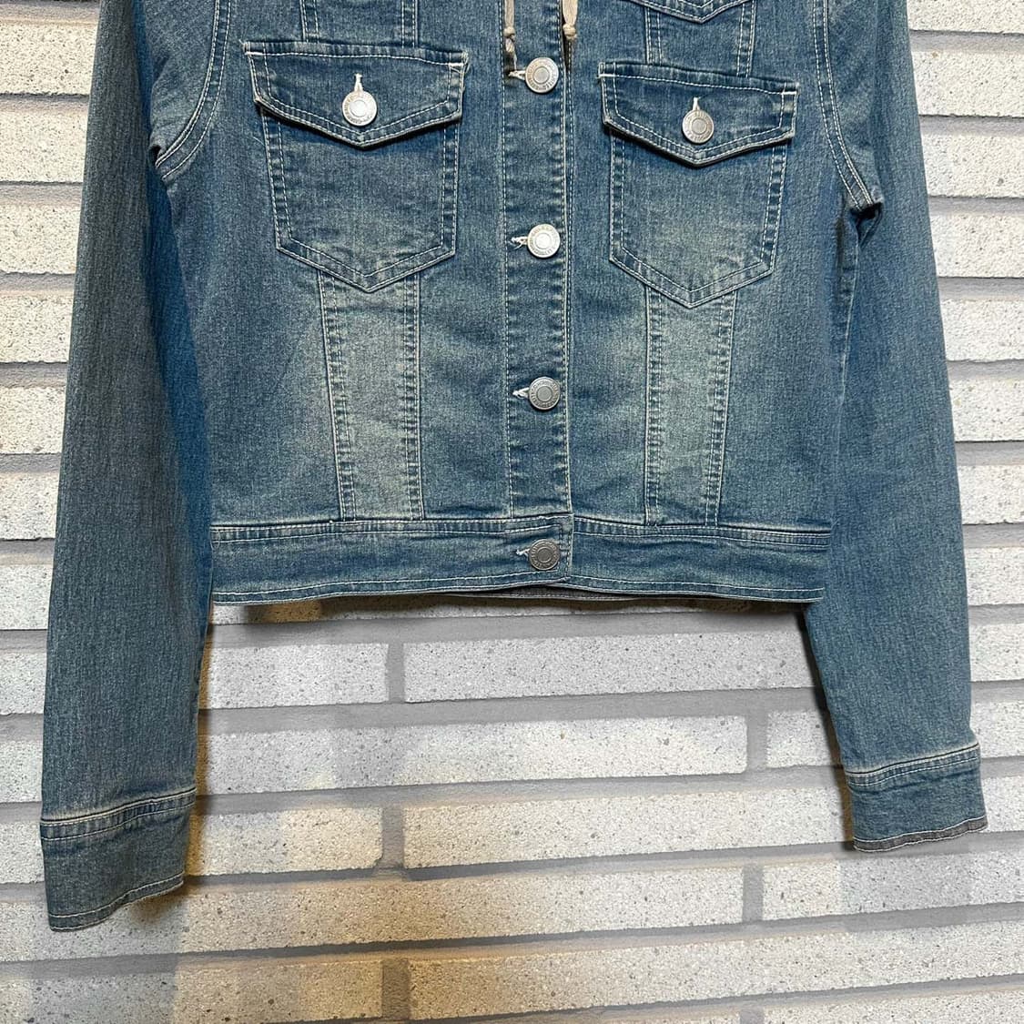 JPN VINTAGE 크롭 데님 후드자켓 트러커 패널 페이딩 디테일 상품이미지4