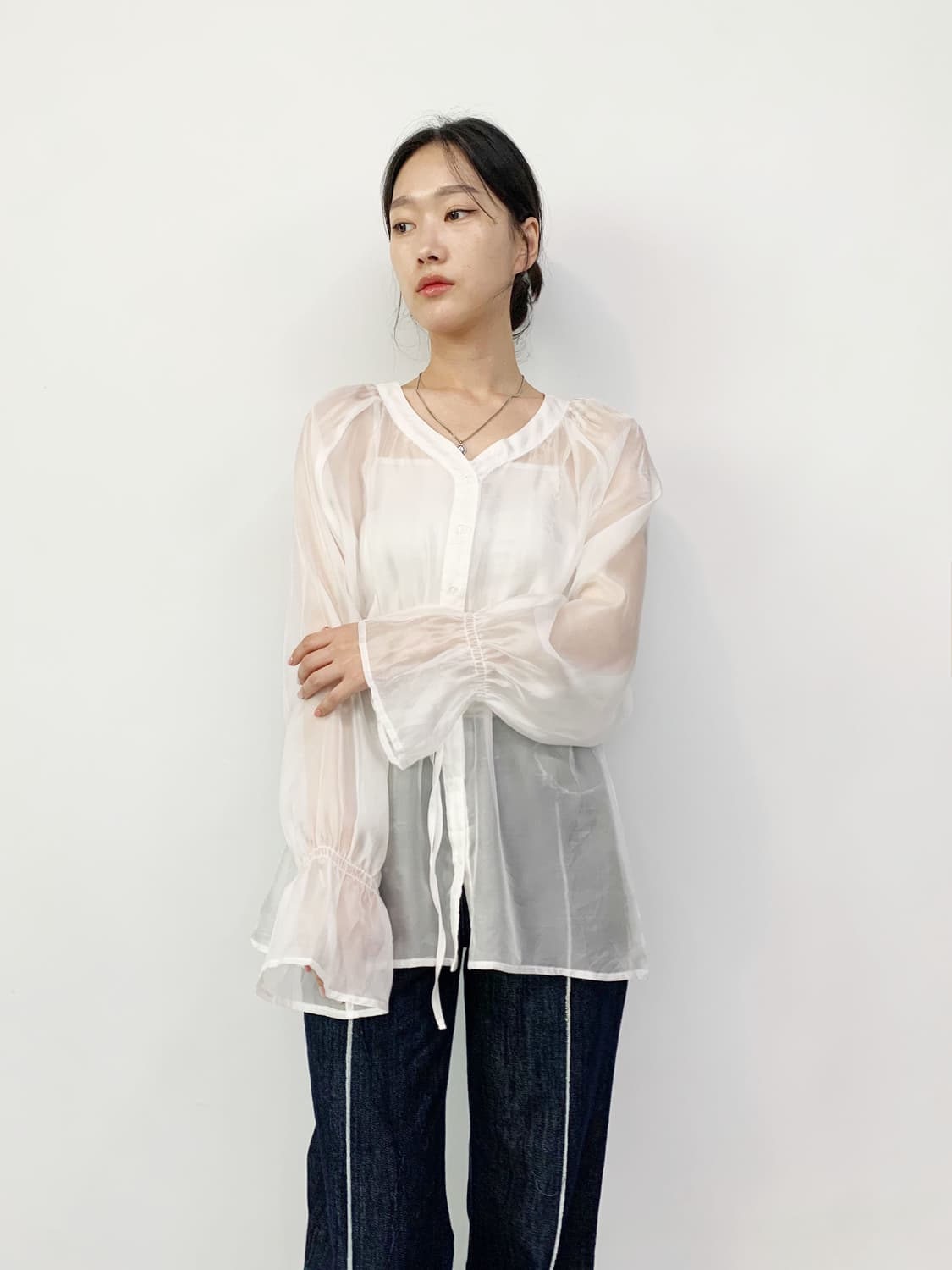 빈티지 시스루 블라우스 상품이미지1