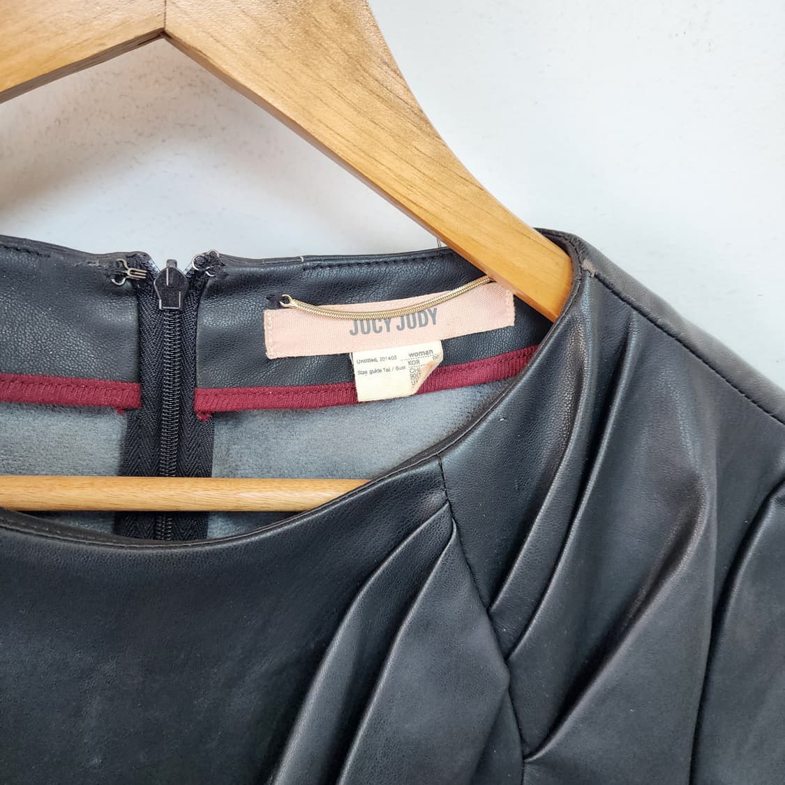 쥬시쥬디 블랙 레더 반팔 원피스 상품이미지2