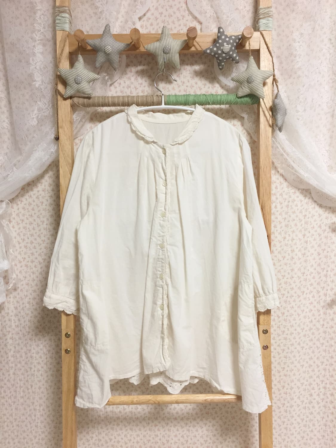 빈티지 모리걸 아이보리 포켓 블라우스 상품이미지3