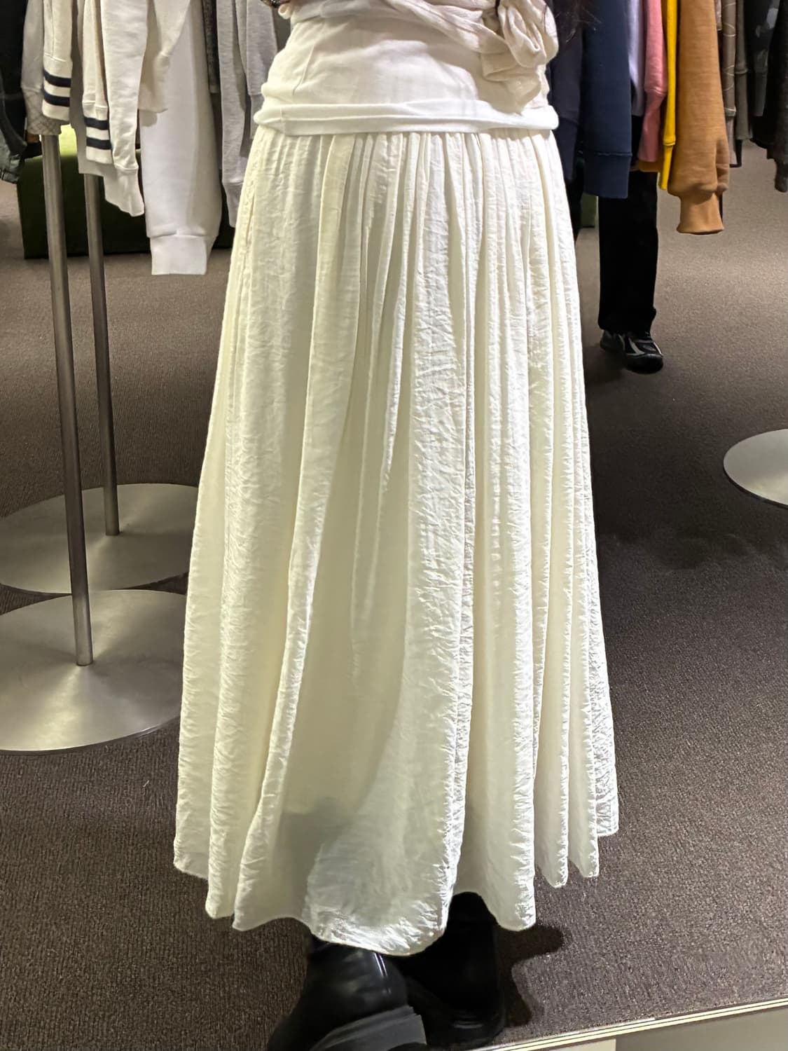 M)Japanese vintage 아이보리 밴딩 롱스커트 상품이미지2