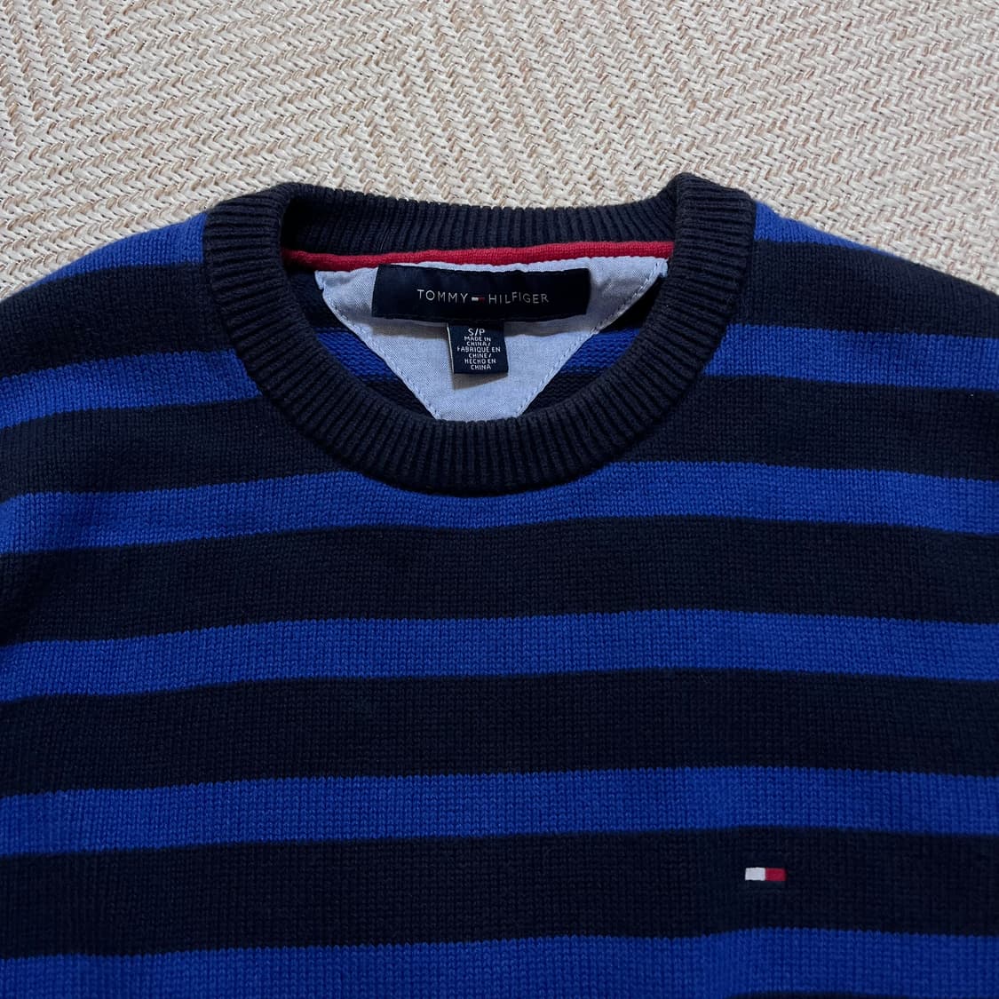 [정품]  타미 네이비 단가라 라운드 니트 [ S ] 상품이미지3