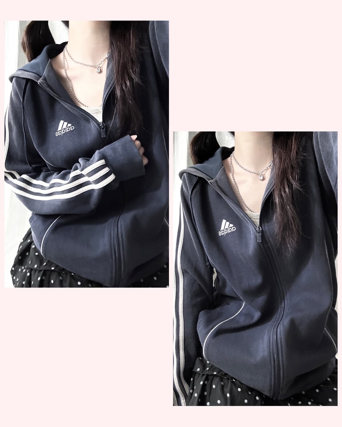 아디다스 JAPAN 자수로고 삼선 후드집업 상품이미지1