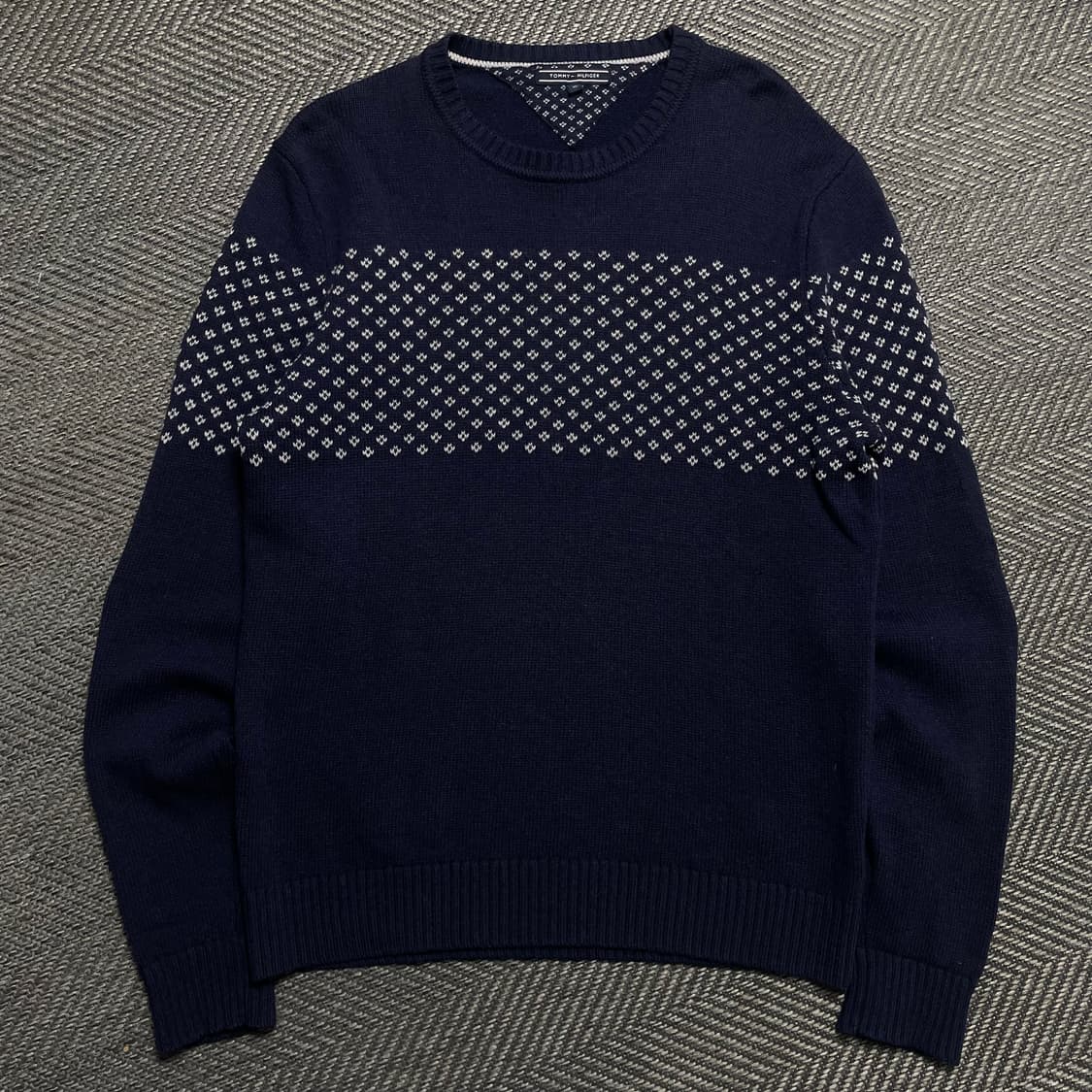 타미힐피거 패턴 라운드넥 니트 네이비o 5301 상품이미지1