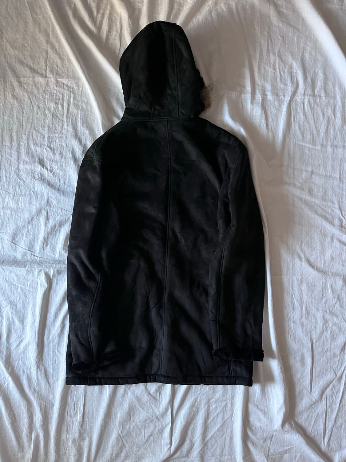 Black Suede Hooded Fur Long Jacket  상품이미지5