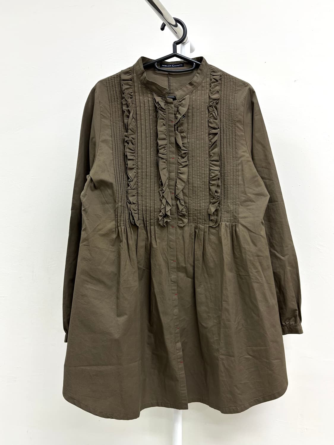 빈티지 브라운 프릴 셔츠 원피스 상품이미지5