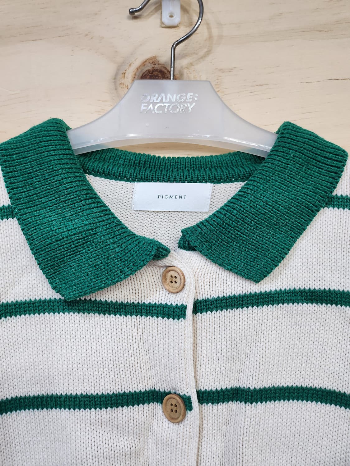 558) 피그먼트 카라넥 스트라이프 숏 가디건 상품이미지3