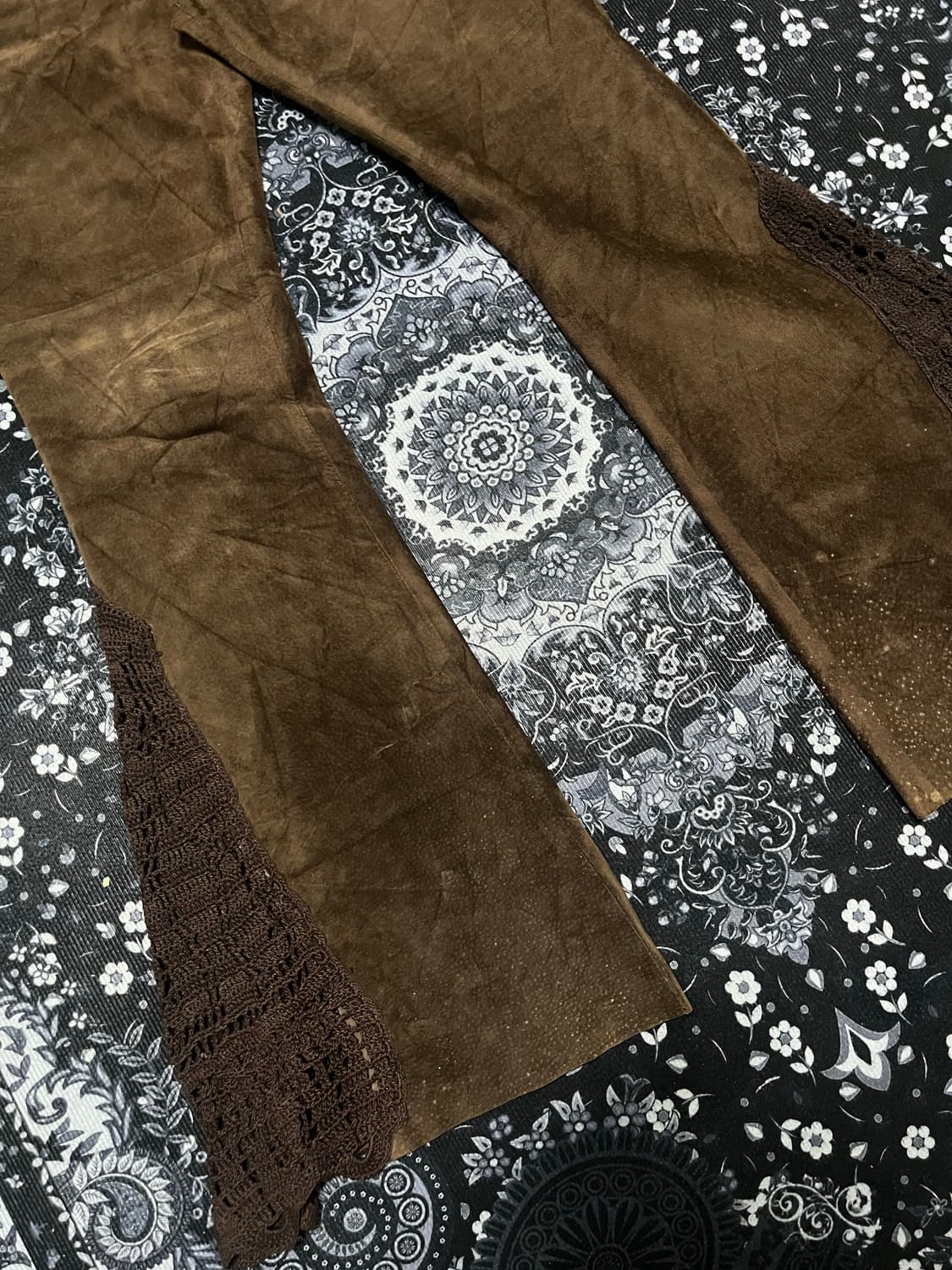 Pura 스웨이드 니트 디테일 레이어드 부츠컷 팬츠 상품이미지4