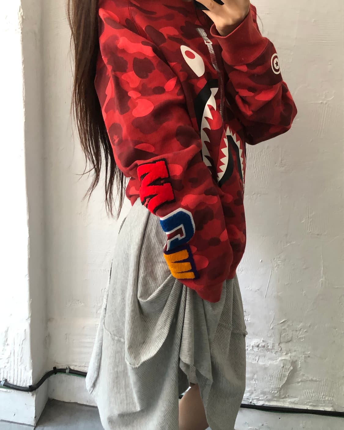 Bape 베이프 레드 카모 샤크 크루넥 맨투맨 상품이미지2