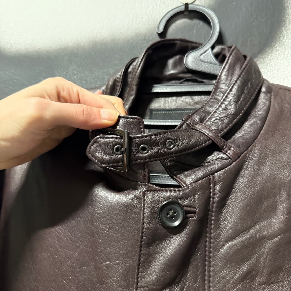 D'urban 더반 100% 쉽스킨 버클 디테일 딥 브라운 양가죽 자켓 상품이미지4