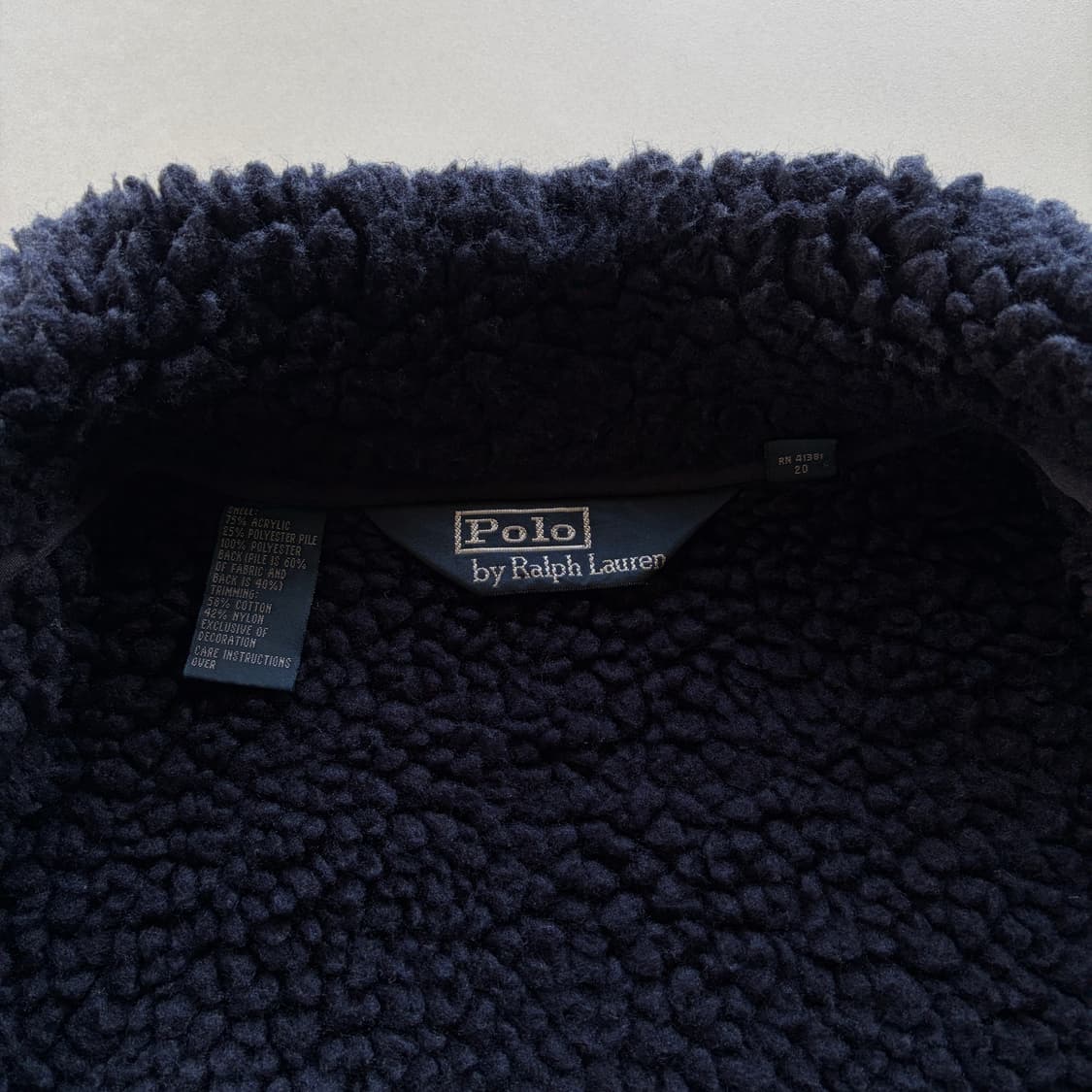 [M]폴로 랄프로렌 엘보 패치 딥파일 플리스 쉐르파 자켓 navy 상품이미지10