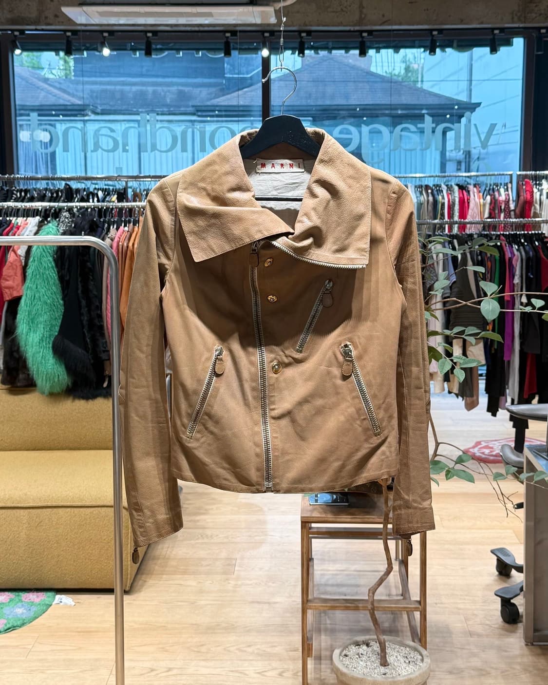 마르니 브라운 레더 라이더 자켓  상품이미지1