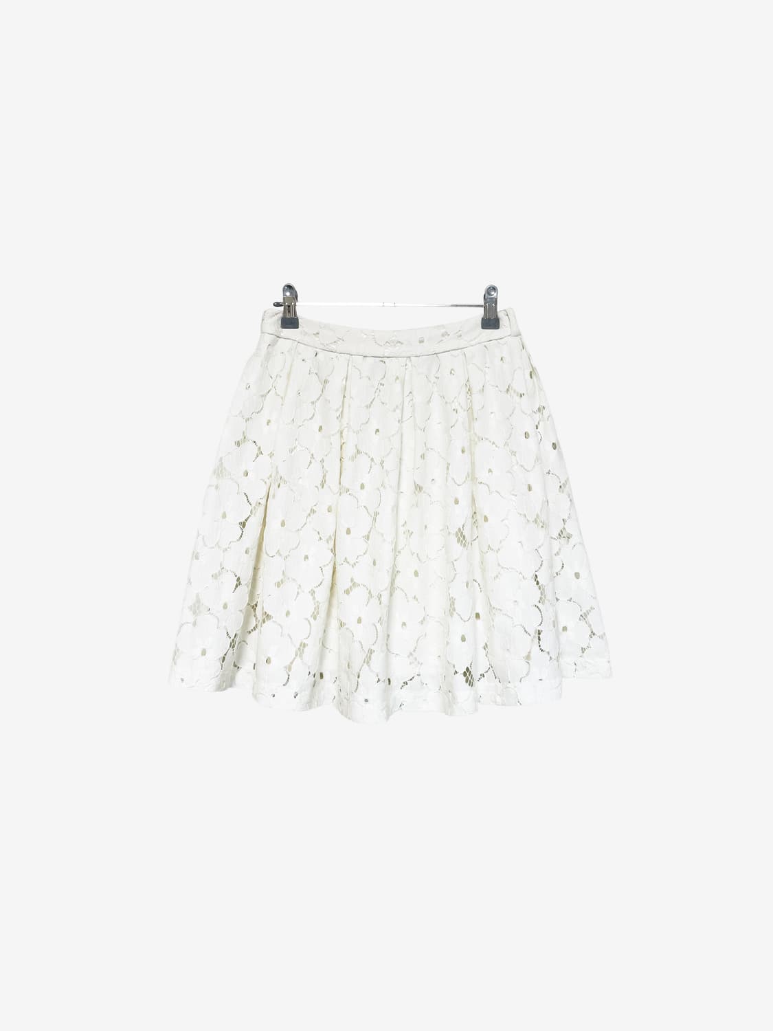 Flower Punching Flare Mini Skirt - Ivory 상품이미지4