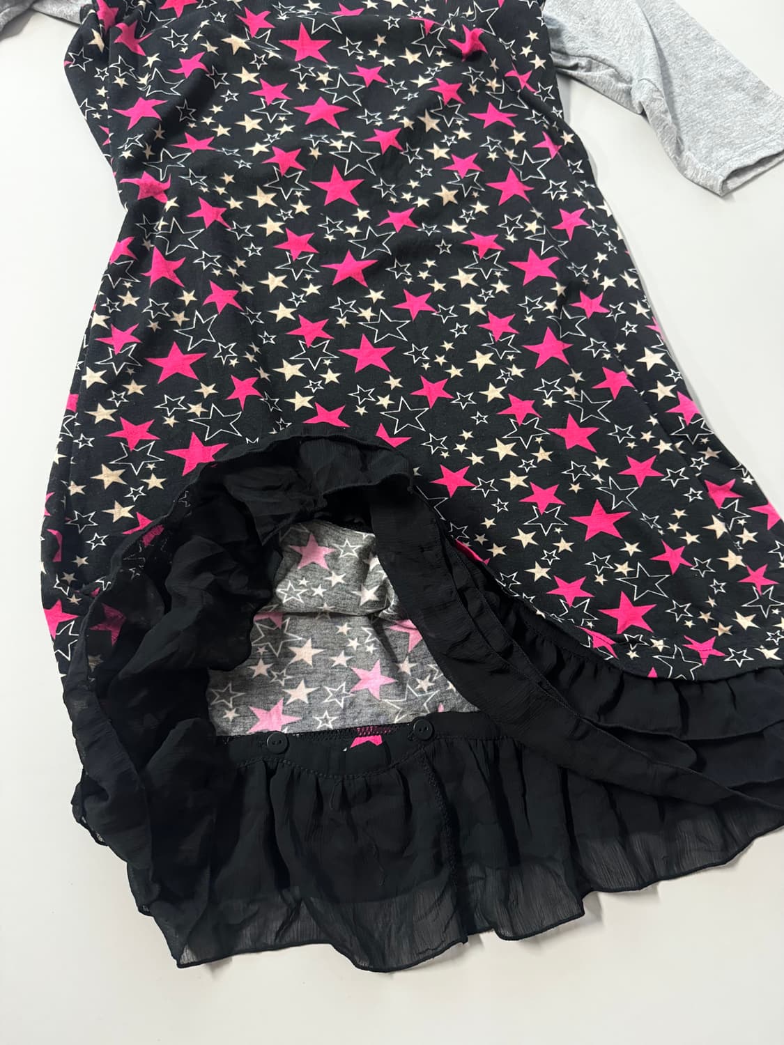 스타 패턴 래글런 후디드 원피스 상품이미지7