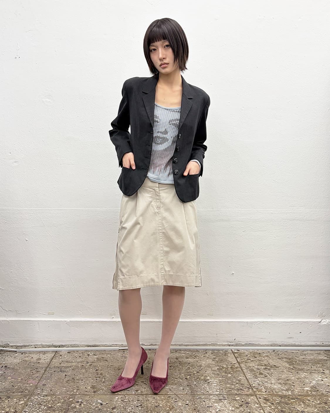 셀린느 사이드 지퍼 미디 스커트 상품이미지7