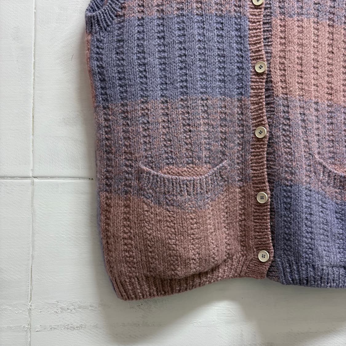 핑크 퍼플 핸드메이드 니트 베스트 조끼 (JPN) 상품이미지3