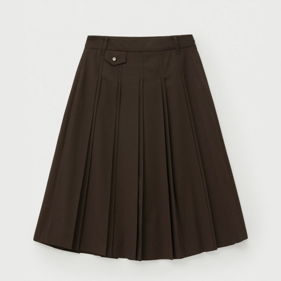 세터 Button Pleats Midi Skirt - Brown 상품이미지1
