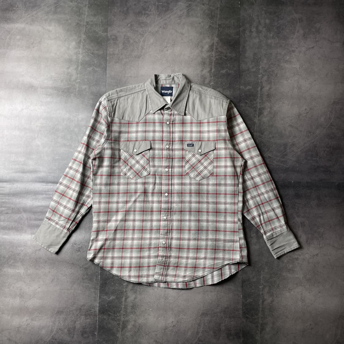 WRANGLER 랭글러 빈티지 그레이 체크 웨스턴 코튼셔츠 A00483 상품이미지1