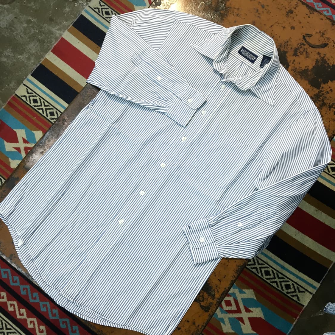 VTG 빈티지 블루 더블 스트라이프 드레스셔츠 여성 프리사이즈 상품이미지2