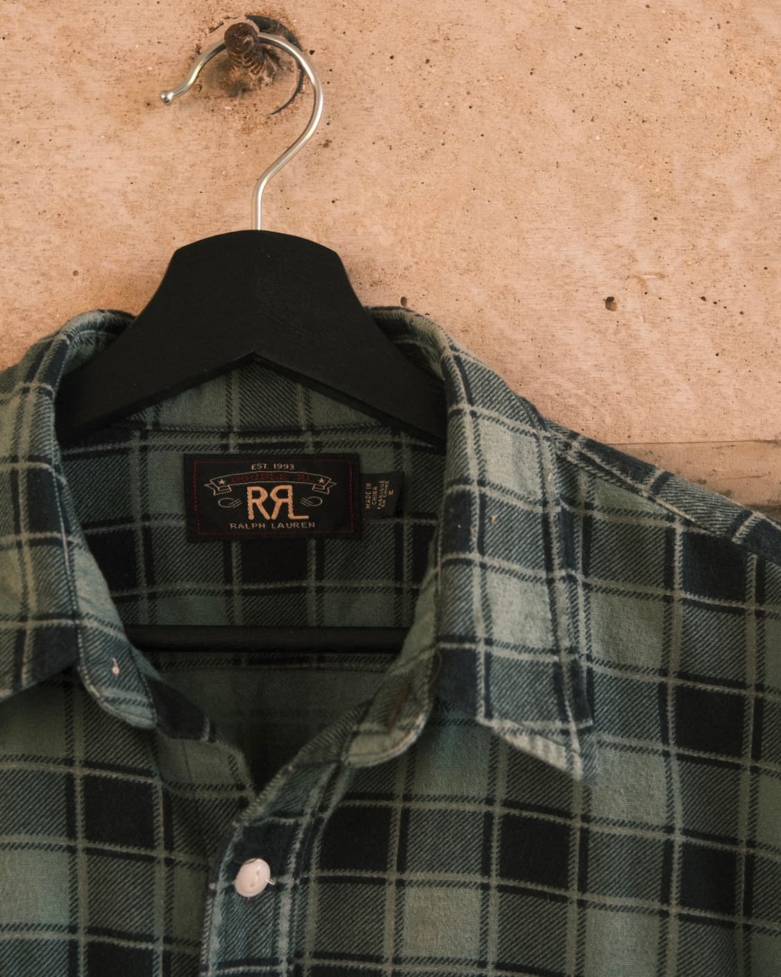 RRL 그린 플래드 프린트 샤모아 워크 셔츠 상품이미지3