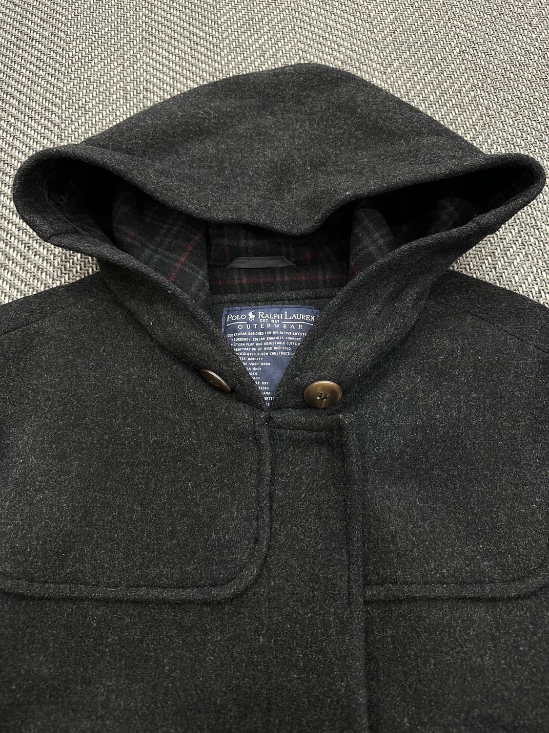 폴로 랄프로렌 후디 더블코트 챠콜 상품이미지2